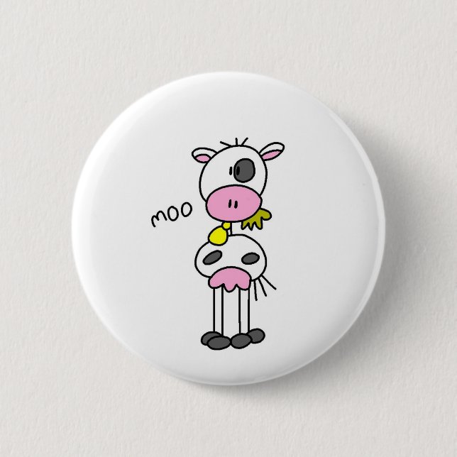 Stick Figure Cow Tshirts and Gifts 6 Cm Round Badge (Front)