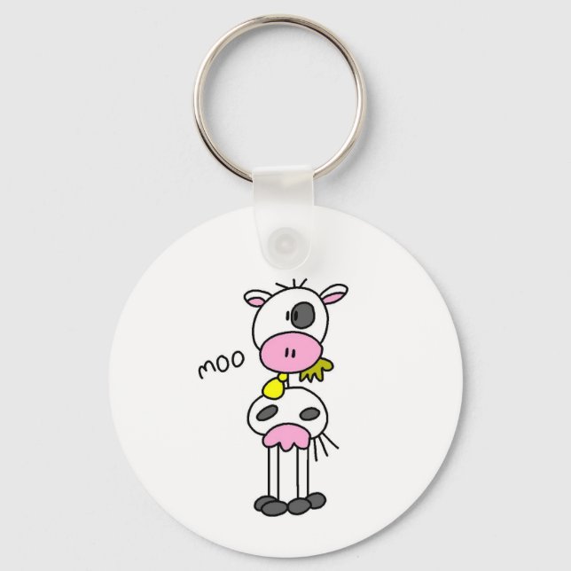Stick Figure Cow Tshirts and Gifts Key Ring (Front)