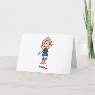 Stick Figure Cowgirl in Pink Hat/Boots Cards