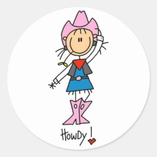 Stick Figure Cowgirl in Pink Hat/Boots Sticker
