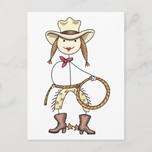 Stick Figure Cowgirl Postcard
