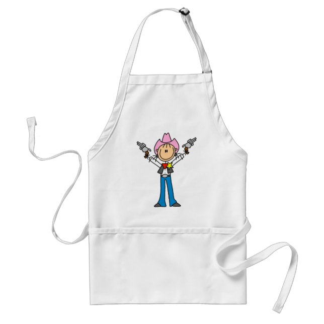 Stick Figure Cowgirl Sheriff Apron (Front)