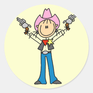Stick Figure Cowgirl Sheriff Tshirts Classic Round Sticker