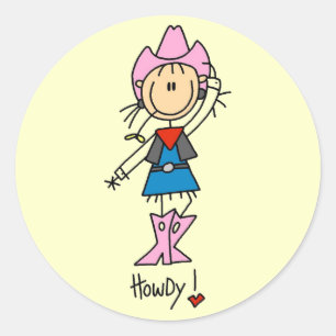 Stick Figure Cowgirl T-shirts and Gifts Classic Round Sticker