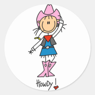 Stick Figure Cowgirl T-shirts and Gifts Classic Round Sticker