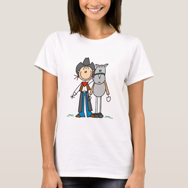 Stick Figure Cowgirl with Horse Tshirts (Front)