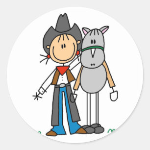 Stick Figure Cowgirl with Horse Tshirts Classic Round Sticker