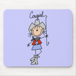 Stick Figure Cowgirl with Lasso Mouse Pad