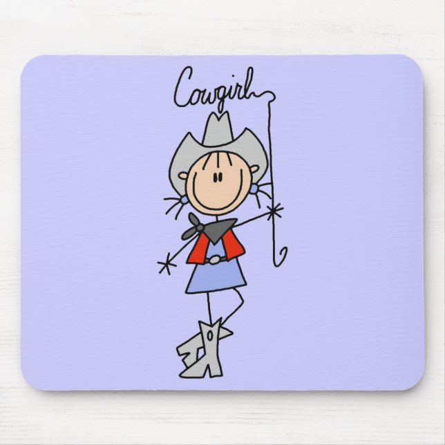 Stick Figure Cowgirl with Lasso Mouse Pad (Front)