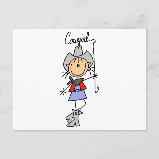 Stick Figure Cowgirl with Lasso Postcard (Front)