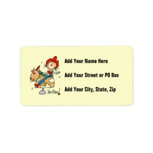 Stick Figure Cowgirl Yee Haw T-shirts and Gifts Label