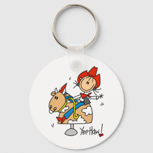 Stick Figure Cowgirl Yee Haw Tshirts and Gifts Key Ring