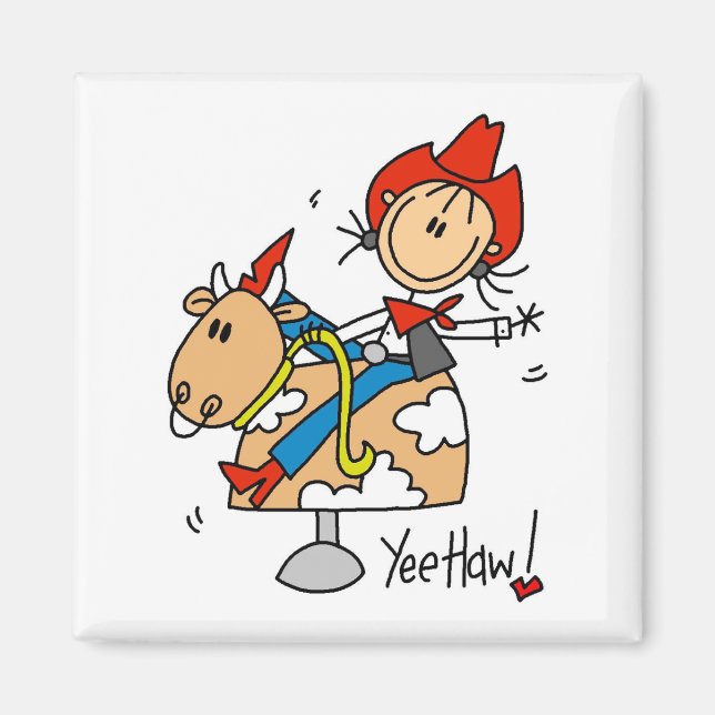 Stick Figure Cowgirl Yee Haw Tshirts and Gifts Magnet (Front)