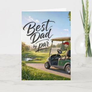 Stick Figure Dad Golfer in a Golf Cart Card
