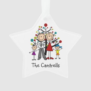 Stick Figure Dad, Mum, Girl, Boy Acrylic Ornament