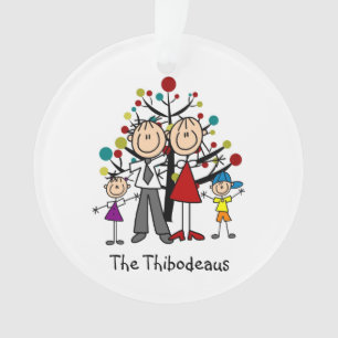 Stick Figure Dad, Mum, Girl, Boy Acrylic Ornament