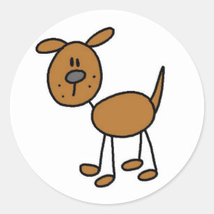 Stick Figure Dog T-shirts and Gifts Classic Round Sticker