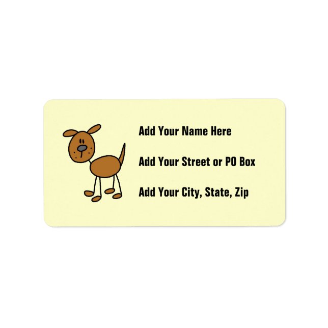 Stick Figure Dog T-shirts and Gifts Label (Front)