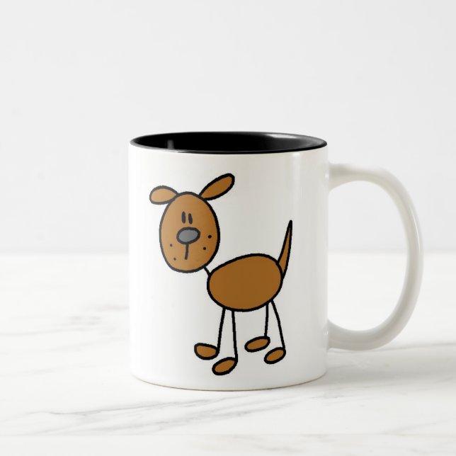 Stick Figure Dog T-shirts and Gifts Two-Tone Coffee Mug (Right)