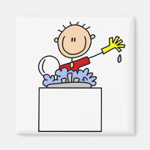 Stick Figure Doing Dishes Magnet