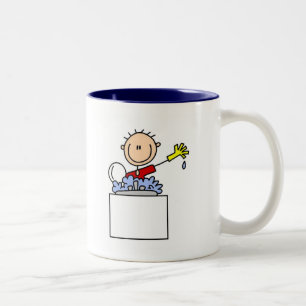 Stick Figure Doing Dishes Tshirts and Gifts Two-Tone Coffee Mug