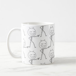 Stick Figure Doodle Seamless Pattern - Funny Coffee Mug