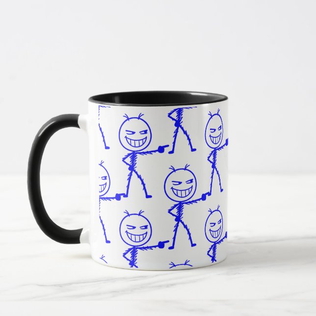 Stick Figure Doodle Seamless Pattern - Funny Mug (Left)