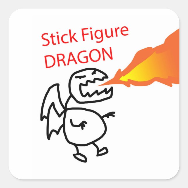 Stick Figure Dragon Square Sticker (Front)