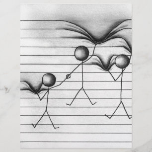 Stick Figure Drawing of Hanging on Lines