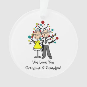 Stick Figure Elderly Couple Acrylic Ornament