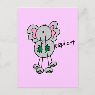 Stick Figure Elephant Tshirts and Gifts Postcard