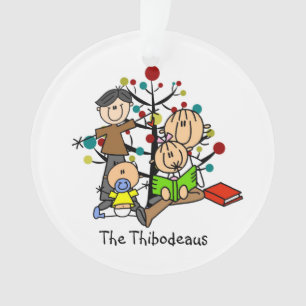 Stick Figure Family Christmas Acrylic Ornament
