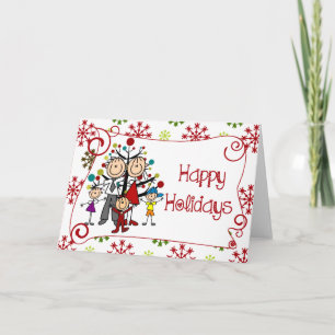 Stick Figure Family Christmas Holiday Card
