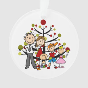 Stick Figure Family of 5 Acrylic Ornament