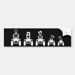 Stick Figure Family on ATVs Bumper Sticker