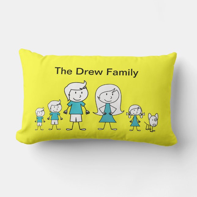 Stick Figure Family Pillow (Front)
