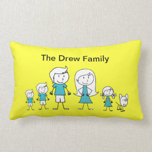 Stick Figure Family Pillow