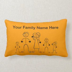 Stick Figure Family Pillow