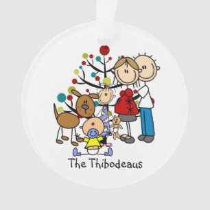 Stick Figure Family with Dog Acrylic Ornament