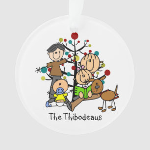 Stick Figure Family with Dog Acrylic Ornament
