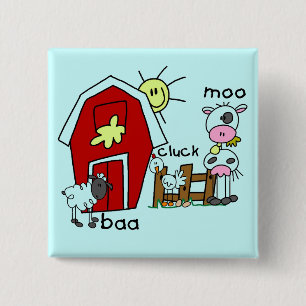 Stick Figure Farm Animals Tshirts and Gifts 15 Cm Square Badge