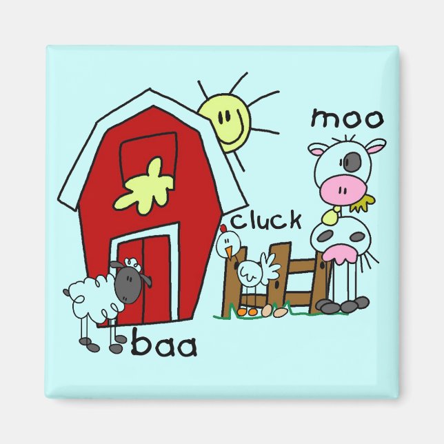 Stick Figure Farm Animals Tshirts and Gifts Magnet (Front)