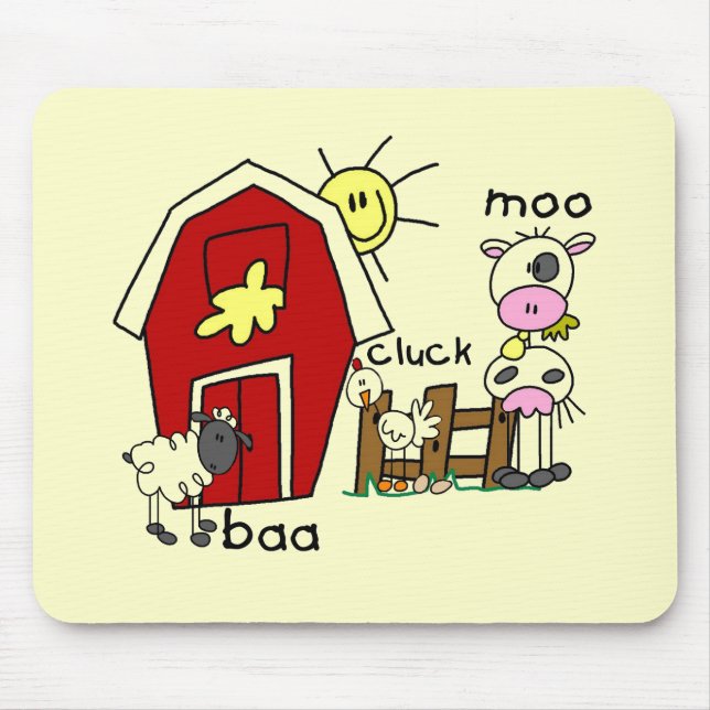 Stick Figure Farm Animals Tshirts and Gifts Mouse Pad (Front)