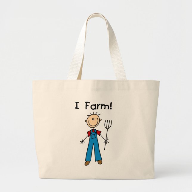 Stick Figure Farmer Tshirts and Gifts Large Tote Bag (Front)