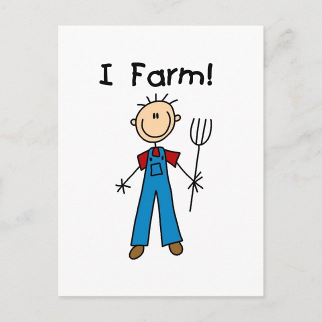 Stick Figure Farmer Tshirts and Gifts Postcard (Front)