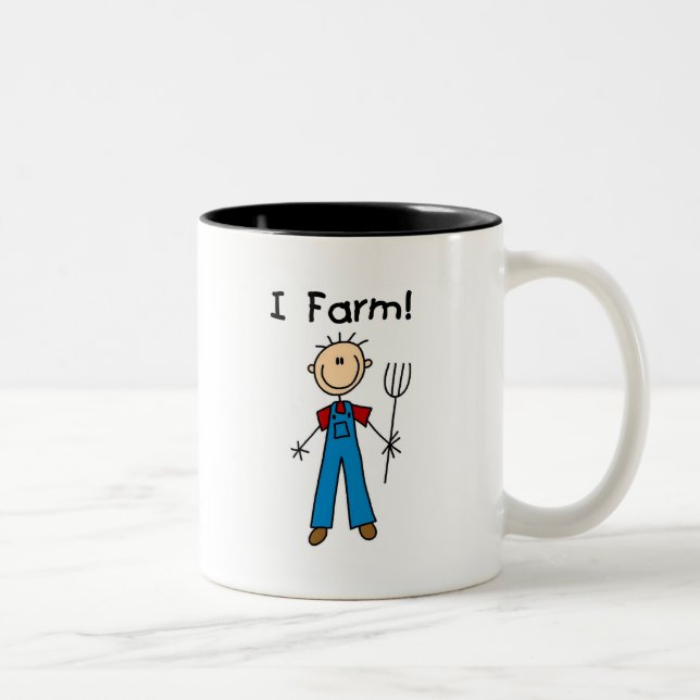 Stick Figure Farmer Tshirts and Gifts Two-Tone Coffee Mug (Right)