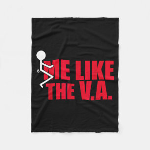 Stick Figure Fck Me Like The Va Funny Veteran Dark Fleece Blanket