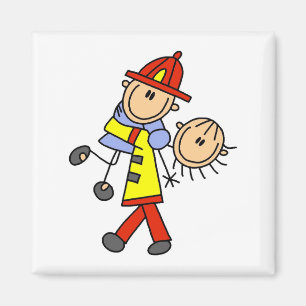 Stick Figure Firefighter Saving Lives Magnet