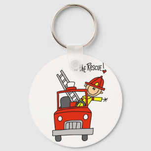 Stick Figure Firefighter to the Rescue Key Ring