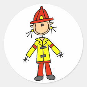 Stick Figure Firefighter Tshirts and Gifts Classic Round Sticker